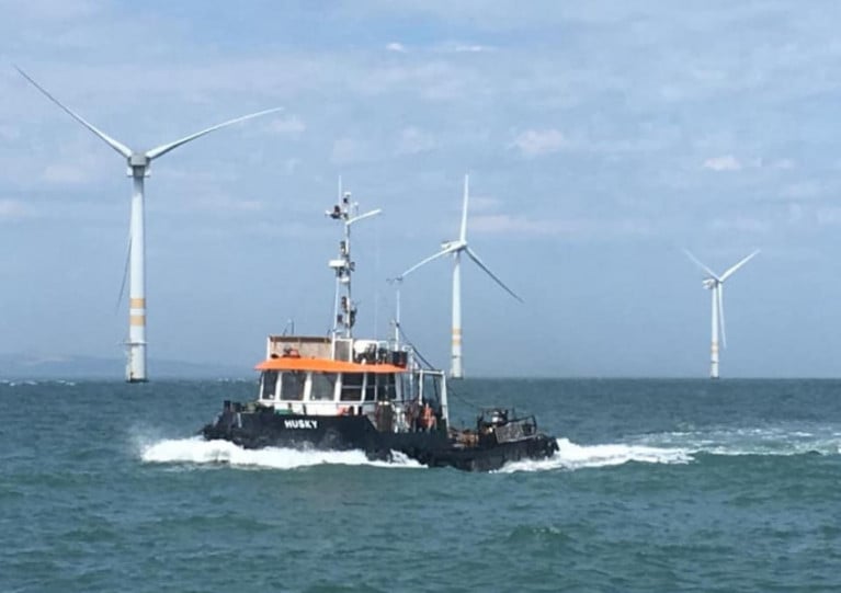 Alpha Marine’s tug Husky at SSE Renewables’ Arklow Bank wind farm off Co Wicklow