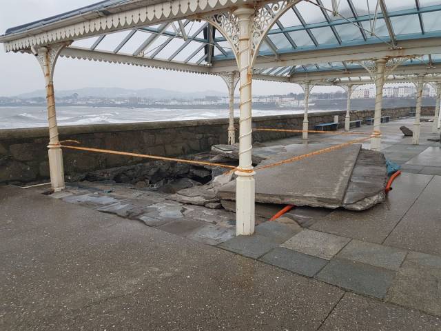 Damage to Dun Laoghaire Harbour sustained during Storm Emma