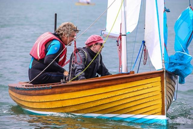 IDRA 14 No.38 Starfish competing in June's DMYC Regatta on Dublin Bay. The first new build in 50 years of this 70–year–old clinker dinghy type will be launched in Clontarf on June 25th