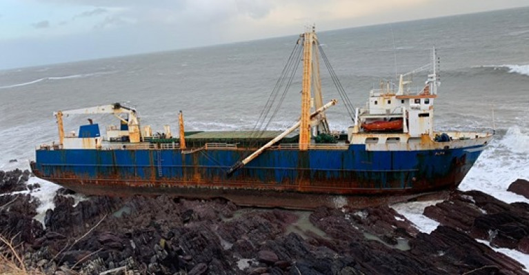 'Ghost Ship' - Alta AFLOAT adds shows the starboard side of the cargoship which earlier this year went aground on the Cork coastline close to Ballycotton 