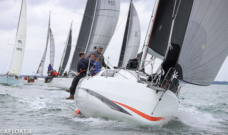 Cian McCarthy&#039;s Cinamonn Girl from Kinsale is front row after the 1pm start today of the Fastnet 450 Race on Dublin Bay