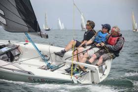 Marty Cuppage (right) sailing &#039;Sea Biscuit&#039; is competing in the SB20 Nationals on Dublin Bay 