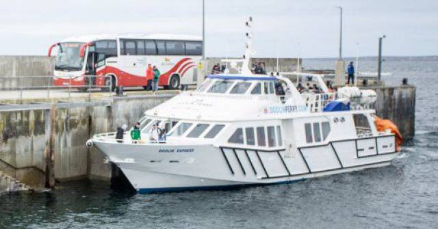 Bus & Boat: The new joint ferry service involves Bus Eireann in a partnership with Doolin Ferry Company. Afloat adds the Co. Clare based operator's Doolin Express (introduced in 2017) is seen berthed alongside the quay.  
