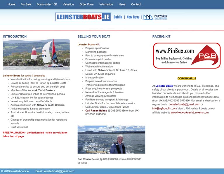 Leisnter boats Home page