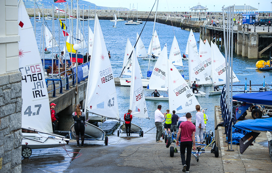 Launching Laser dinghies