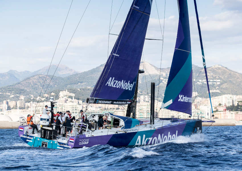 Team AkzoNobel’s VO65 in Genoa for The Ocean Race’s corporate event in September 2019 (Maria Muina/The Ocean Race)