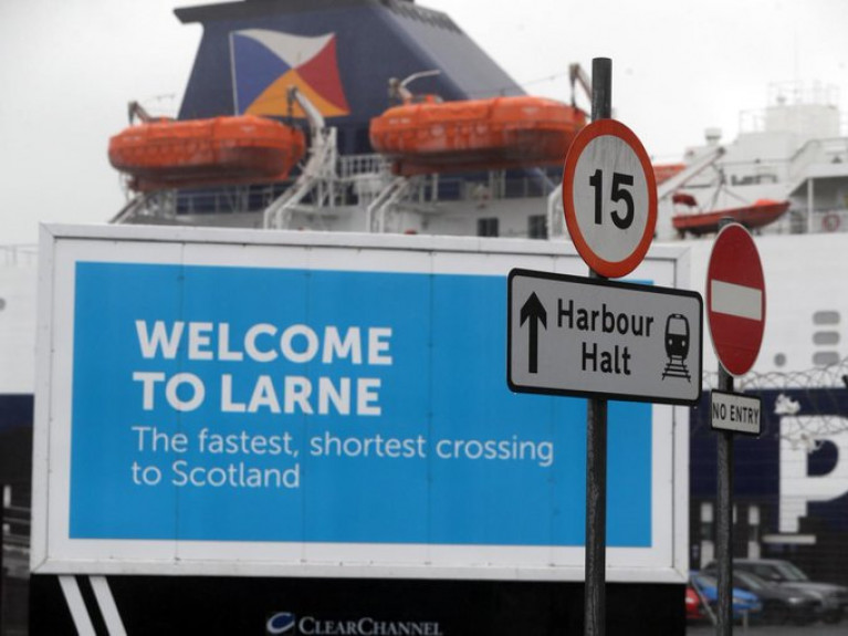 Above a ferry at the Port of Larne which connects Cairnryan, Scotland where the Taoiseach Micheál Martin attended the COP26 summit on the banks of the Clyde in Glasgow this week. 
