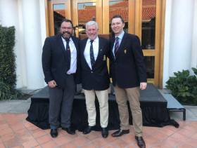 Attending ICOYC San Francisco 2018 were (L-R) Colin Morehead, Vice Admiral, Royal Cork YC,  Andy Anderson, President ICOYC &amp; Gavin Deane, General Manager, Royal Cork YC
