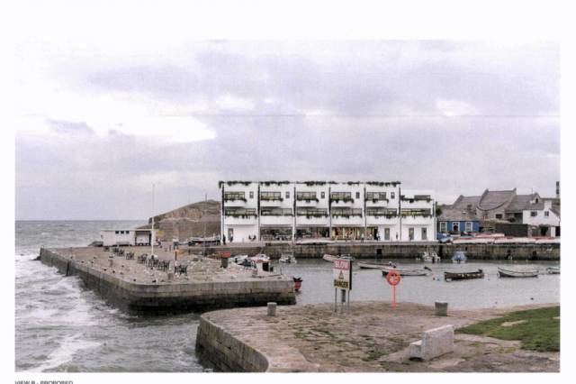 The proposed mixed development in Bulloch Harbour, Dalkey that was refused planning permission in February. DLRCoCo are considering to bring lands at the scenic south Dublin Bay into public ownership.