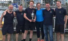  St. Michael&#039;s Mens 1 crew pictured with their trophy in Dun Laoghaire. Six crews from four east coast rowing clubs competed in this year’s race 