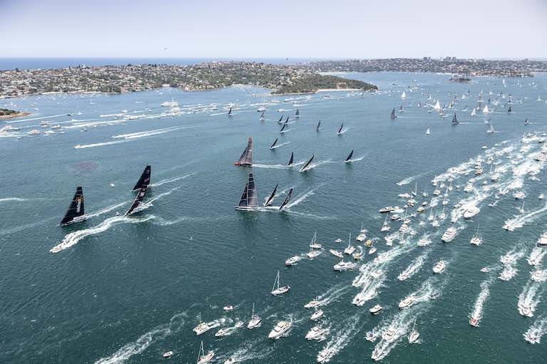 The 2019 Rolex Sydney Hobart start in Sydney Harbour. The starting cannon will be fired again on St. Stephen&#039;s Day for the Cruising Yacht Club of Australia’s (CYCA) 2020 Race.