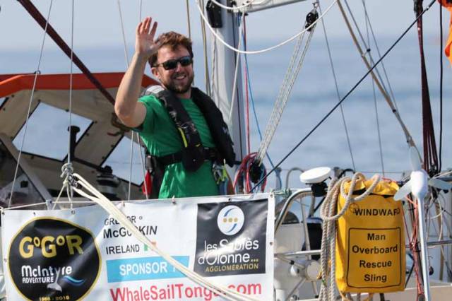 Gregor McGuckin pictured shortly after the start of the Golden Globe Race last July. His yacht is now the subject of a salvage attempt off the coast of Australia.