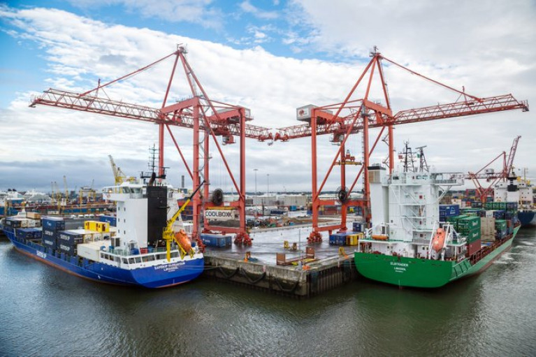 Containerships berthed at Dublin Port