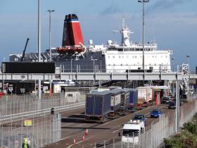 Stena Europe berthed in Fishguard Harbour, south Wales