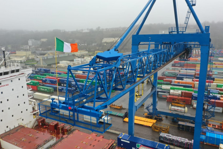 A containership berthed at the Tivoli lo-lo terminal located downriver of Cork City