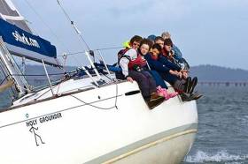 Getting them introduced to sailing – junior wannabee sailors aboard SailCork’s First 36.7 Holy Grounder
