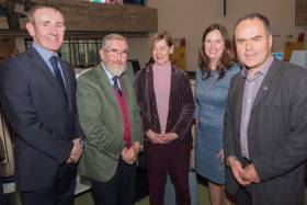 Brian O’Gorman, Kildare County Council; guest visitor, John Dudeney; The Hon. Alexandra Shackleton, grand daughter of Ernest Shackleton; Aine Mangan, CEO Kildare Fáilte; and Kevin Kenny, Shackleton Autumn School Committee pictured in Athy Library at the Council&#039;s Welcome Reception for visitors to the 2018 Shackleton Autumn School