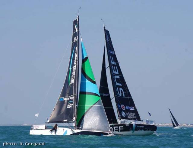 Tom Dolan (on starboard) is as high as sixth in his dream to win the Irish leg of the Figaro race