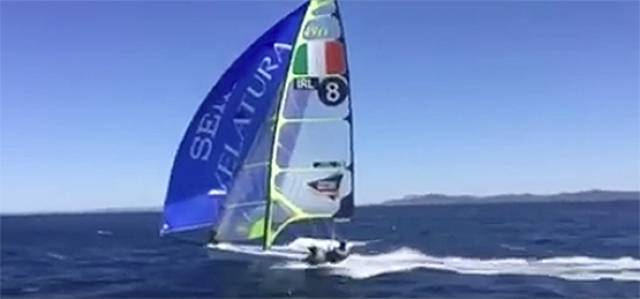 Ryan Seaton and Matt McGovern get some heavy weather practice at Hyeres. See video below. Big breeze is forecast for the World Sailing Cup Regatta this week. 