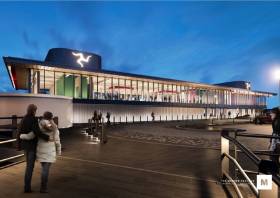 CGI image of Liverpool&#039;s new ferry terminal to be used by the Isle of Man Steam Packet Co. Image supplied by architects The Manser Practice.