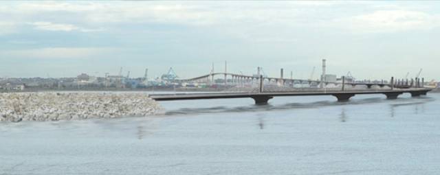 Artist's impression of the proposed Dublin Bay bypass as a span across Sandymount towards the M50