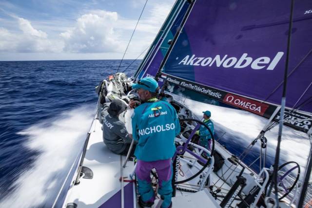 Racing south on board AkzoNobel yesterday afternoon