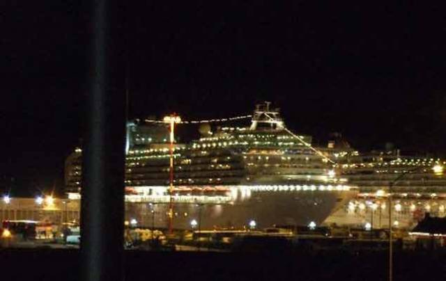 Cruise ship lighting on two vessels in port. Is cruise ship lighting a hazard while at sea? A yacht skipper has complained it is difficult to distinguish navigation lights amongst other deck lights.