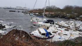 The extent of the damage at Holyhead Marina on 2 March after Storm Emma ripped through