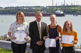 Previous scholarship students with the Port’s Chairman, (L-R) Rhiannon Morgan, Chris Martin, Isabelle Hughes and Rebecca Foster.