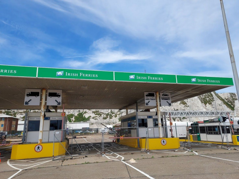 The new Irish Ferries kiosks at the Port of Dover, where the company launched today cruiseferry Isle of Inishmore on the premier route to Calais. Briggs Marine is providing full landside port and terminal operations services at the UK&#039;s biggest ferryport linking mainland Europe.  