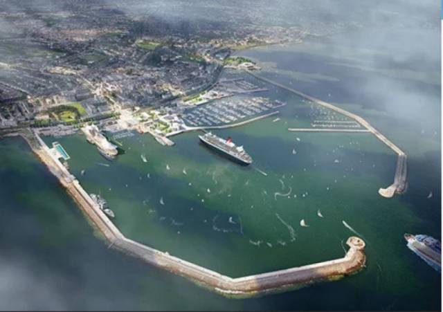 An artist's impression provides an idea of what cruise ships might look like arriving into Dun Laoghaire harbour