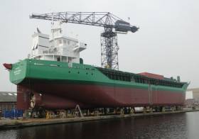 On the stocks is that of another Arklow newbuild in the form of a V-class cargoship which is seen at a Dutch yard. 