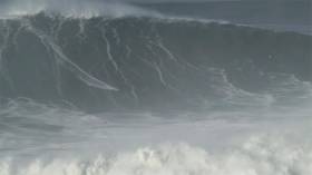 Sebastian Steudtner riding the big wave off Nazaré on 18 January