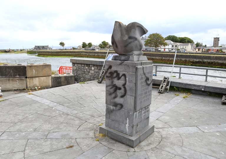 The monument marking explorer Christopher Columbus’s links to Galway has been vandalised