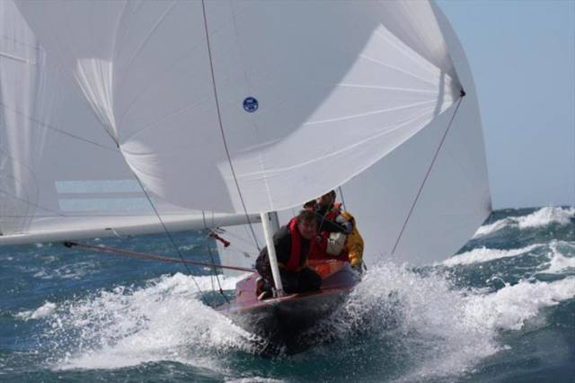 Tough going for a classic – in the very varied weather for the 160-boat fleet at the 90h Anniversary International Dragon Regattta at San Remo, the large classics division had to take the rough with the smooth along with the rest of the fleet