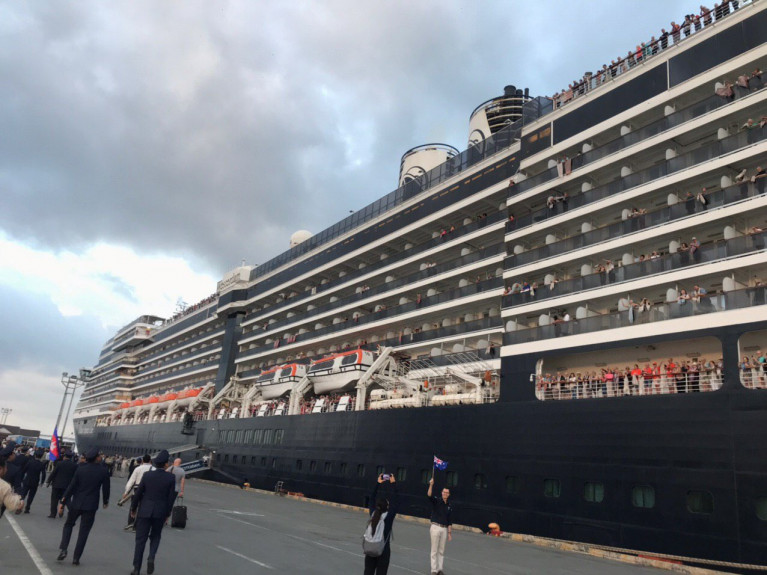 Cruiseship Westerdam operated by Holland America Line berthed in Sihanoukville, Cambodia. Afloat adds the photo was taken last Friday.  