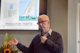 Ron Holland addresses a crowded bar at Kinsale Yacht Club