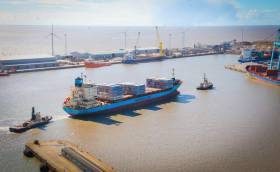 Maersk subsidiary, Seago Line introduces larger containership, Independent Accord on their feeder service: Dublin-Liverpool-Algeciras, Spain. The newcomer replaces Antwerp seen arriving at Liverpool. 