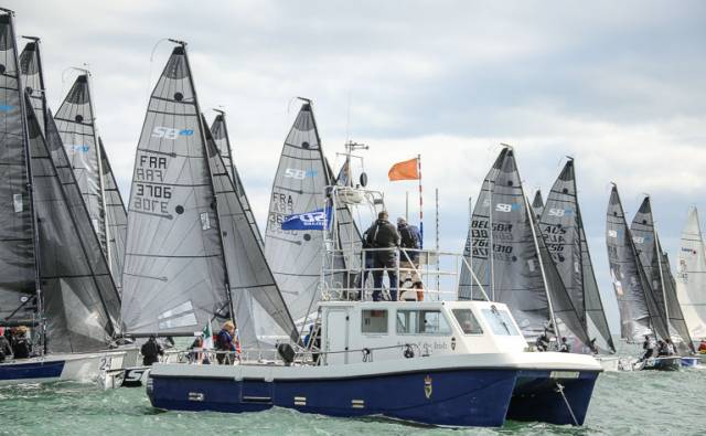 SB20 sportsboats, pictured here during September's staging of the European Championships on Dublin Bay, will be used in next week's All Ireland Sailing Champs on Lough Ree