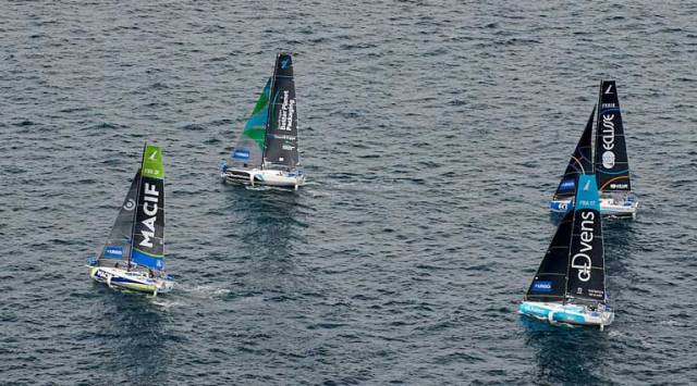 Tom Dolan (top left of picture) on his last leg of the La Solitaire URGO Le Figaro, a final 500-miler