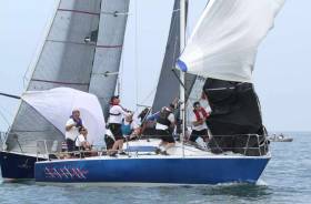 Howth Yacht Club&#039;s Checkmate XV, skippered by Dave Cullen, in light airs racing yesterday