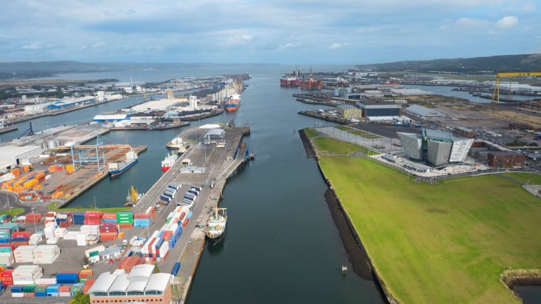 York Dock on left in Belfast Harbour 