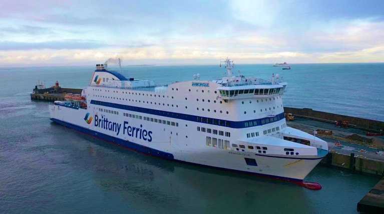 MV Armorique of Brittany Ferries which made a first ever arrival to Rosslare Eurport this afternoon approaching the linkspan. AFLOAT also adds Armorique made the repositioning voyage from Caen in Normandy. The 2009 custom built ferry is to launch (today at 8pm/2000hrs) a new &#039;freight&#039; ferry route to St. Malo, a first to link Wexford and Brittany and which will serve as yet another &#039;Brexit-bypass&#039; alternative. 