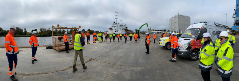 Irish Ports Safety Week: Drogheda Port's first port Safety Week involved the Co. Louth town's Irish Coast Guard Unit and also ICG Unit Operations. Among the exercises that took place was a  Man Overboard Drill at the port's downriver terminal at Tom Roes Point. 