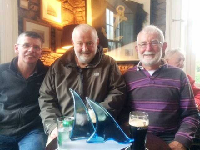 Guy Perrem Trophy winners at Monkstown Greensleeves Crew Skipper Jim Doyle, Denis Long and John Creagh