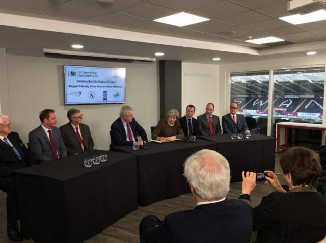 BREXIT: On the day that the UK announced the triggering date of Article 50 to begin leaving the EU, Prime Minister Theresa May paid a visit to Wales yesterday to sign the Swansea Bay City Deal in the Liberty Stadium, Swansea. The venue is the home ground for Swansea City F.C. and Ospreys Rugby.