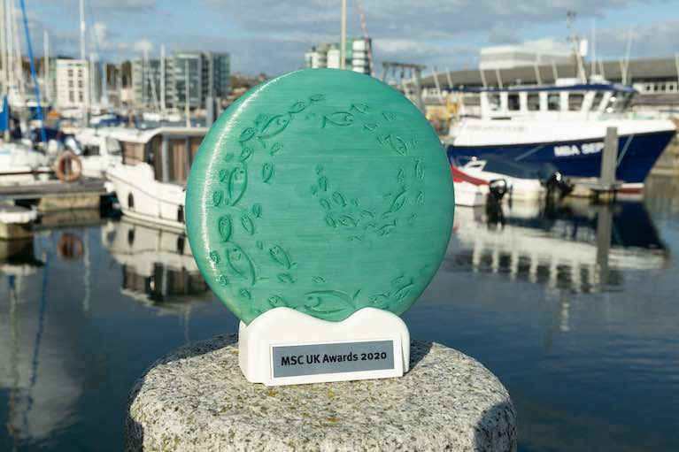 The MSC UK award - made from recycled fishing nets -  which was presented to this year&#039;s award winners including BIM