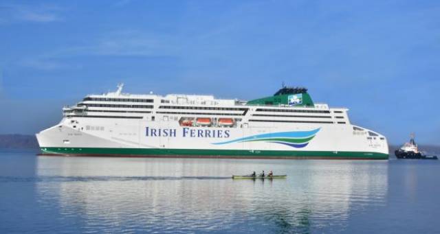 Cruiseferry W.B. Yeats which Irish Ferries was forced to cancel thousands of bookings last summer over delays of the 195m newbuild which will offer up to four sailings a week directly from Dublin to Cherbourg, France.