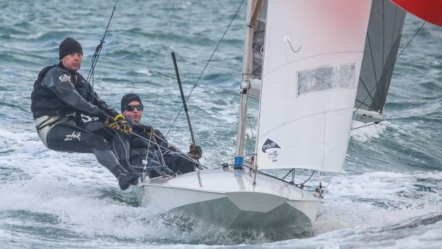Noel Butler & Stephen Oram lead the Fireball Frostbites at the Dun Laoghaire Motor Yacht Club