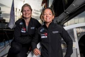 Joan Mulloy (left) &amp; Alexia Barrier on board for the Transat Jacques Vabre on Sunday